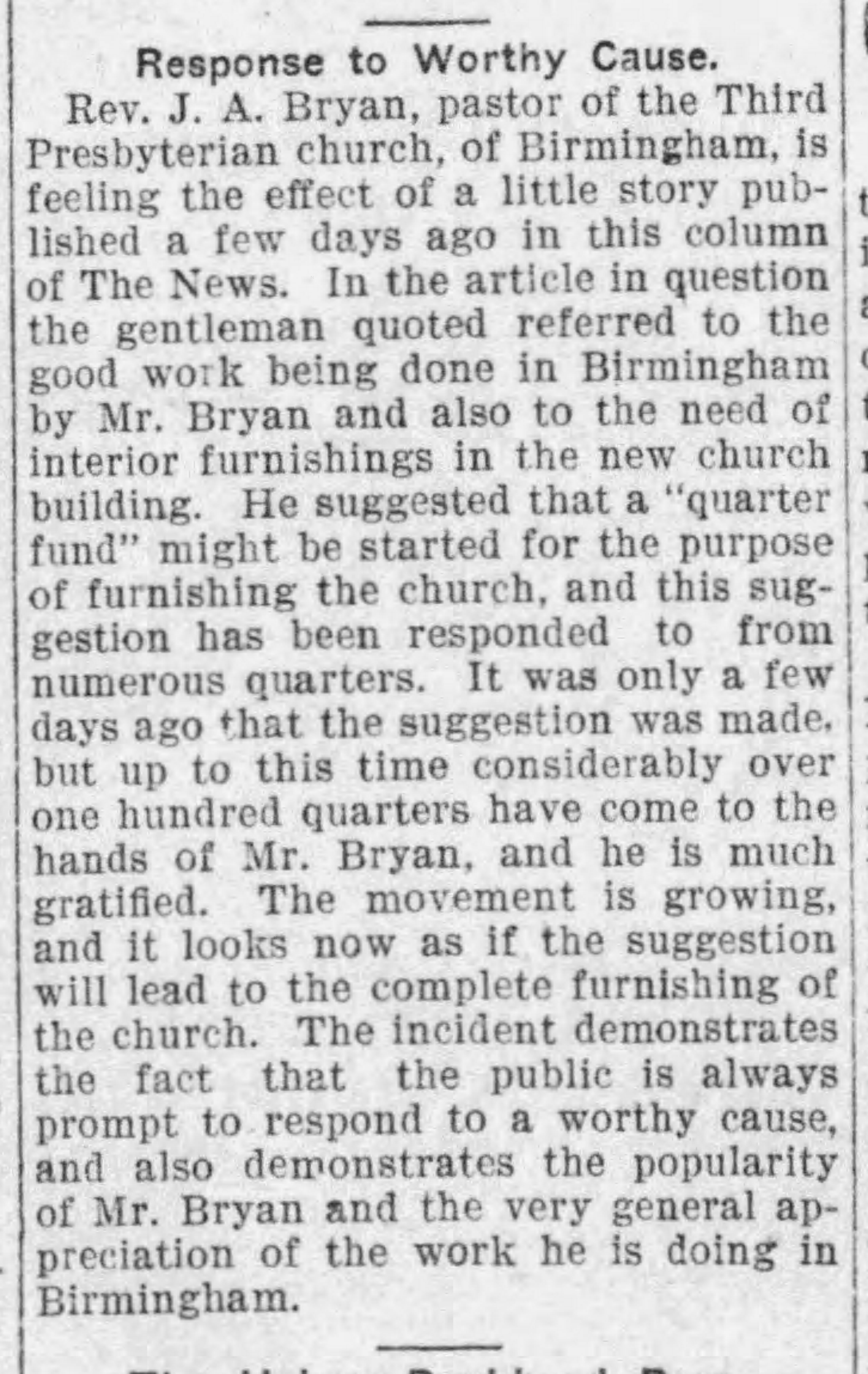 Response to a Worthy Cause